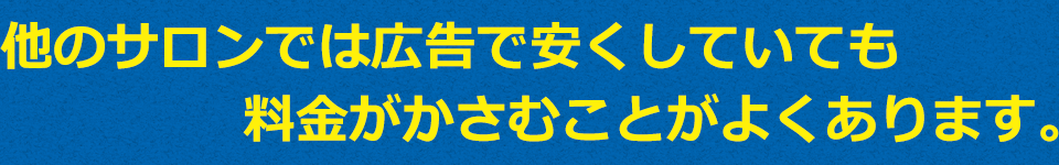 他のサロンでは広告で安くしていても料金がかさむことがよくあります。